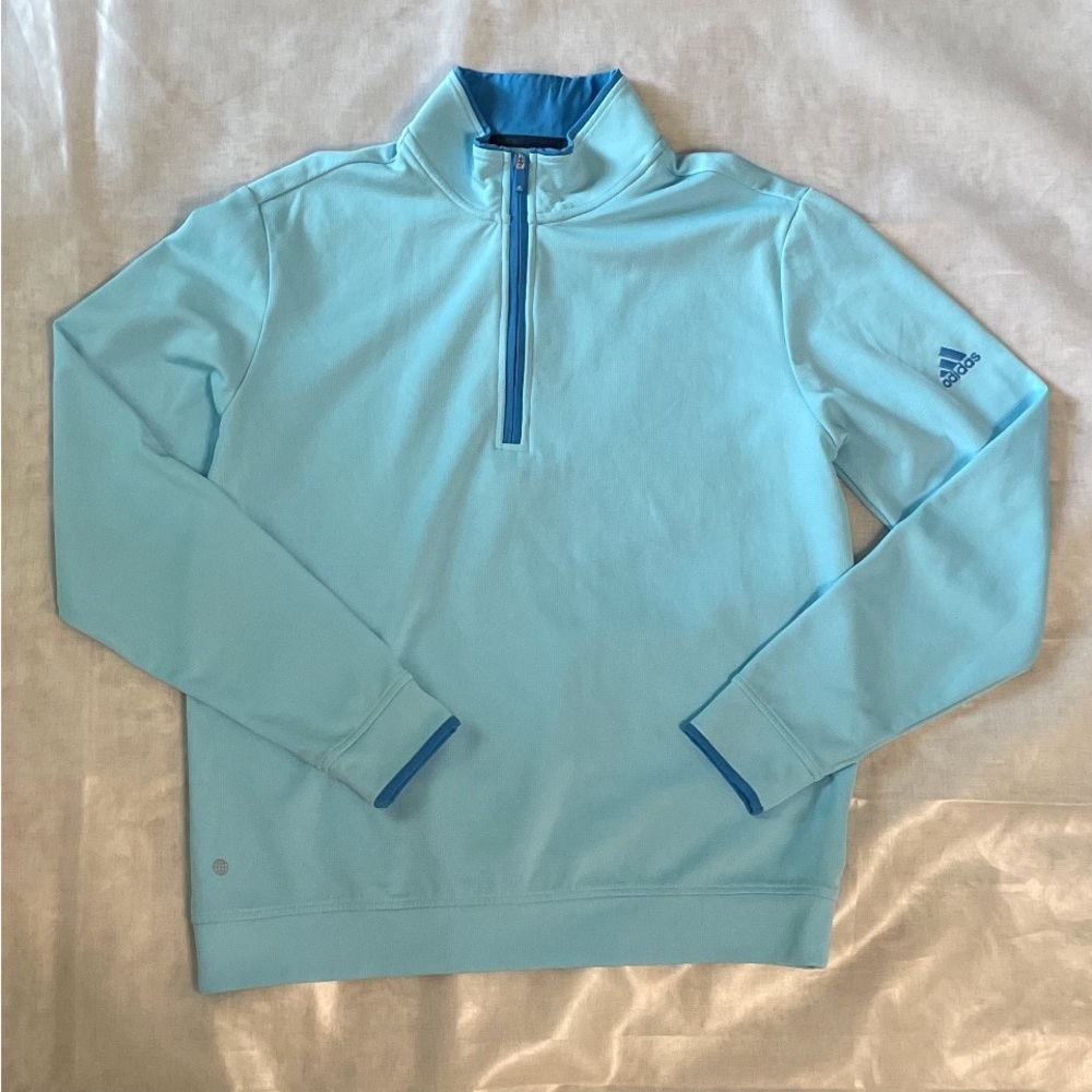 adidas Men’s Light Blue Quarter-Zip Pullover Medium